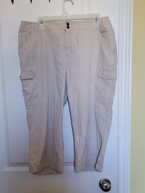 Jessica capri pants beige plus size 16 100% cotton vintage 2000s Y2K cargo crop